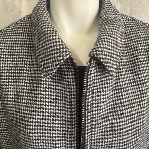 H&M Houndstooth Bomber Jacket Black + White - Wool Blend - Full Zip -Men’s Large - Picture 3 of 16